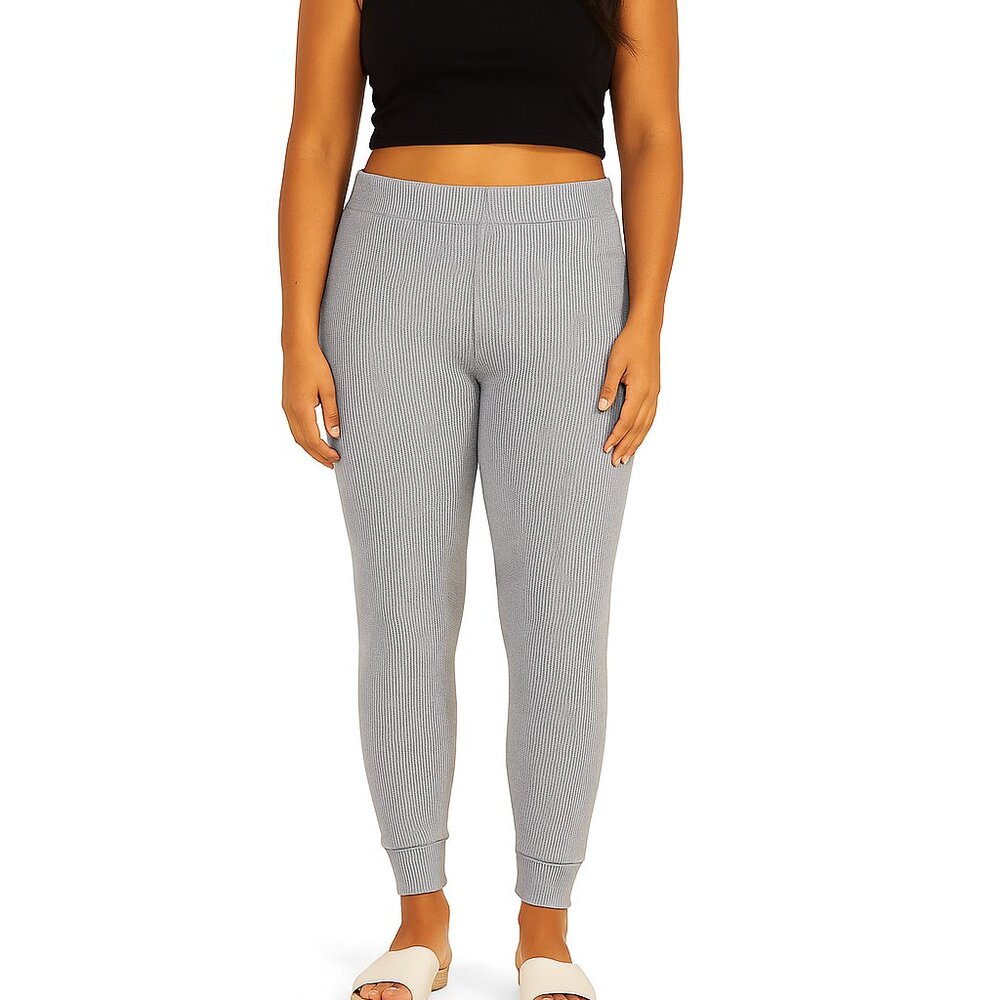 DYI Women's Waffle Jogger Pants Folkstone Heather Grey Size Large
